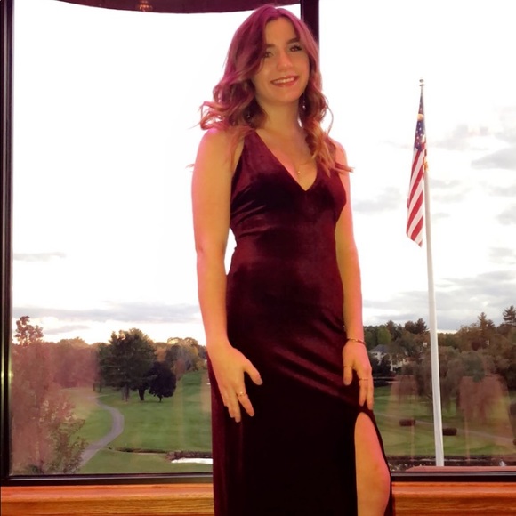 david's bridal red velvet dress